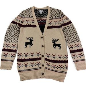 Christmas Reindeer Button Front Cardigan Sweater
